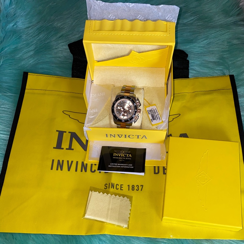 Invicta 21956 Pro Diver 48mm Men`s Rose-tone & Silver Stainless Steel Wristwatch